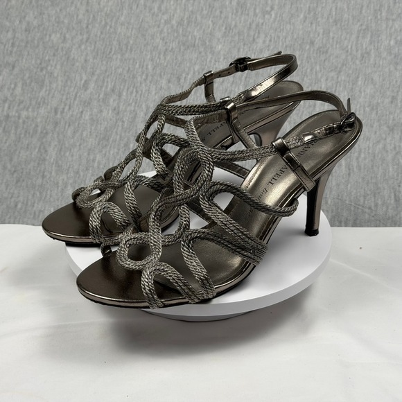 Adrianna Papell Shoes - Adrianna‎ Papell Boutique Metallic Pewter Strappy Braided Cage Heels Womens 9M
